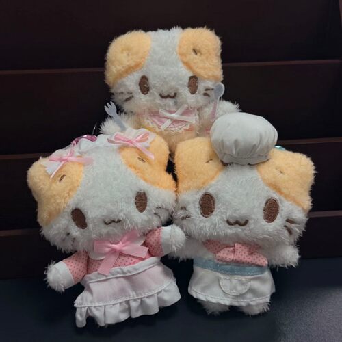 实拍-日本糖巧克力猫咪女仆厨师爱心扣伸缩扣毛绒公仔挂件包挂饰
