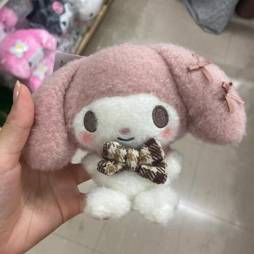 实拍-日本kitty猫包包挂件摩卡格子毛绒公仔玩偶kt猫钥匙扣凯蒂猫