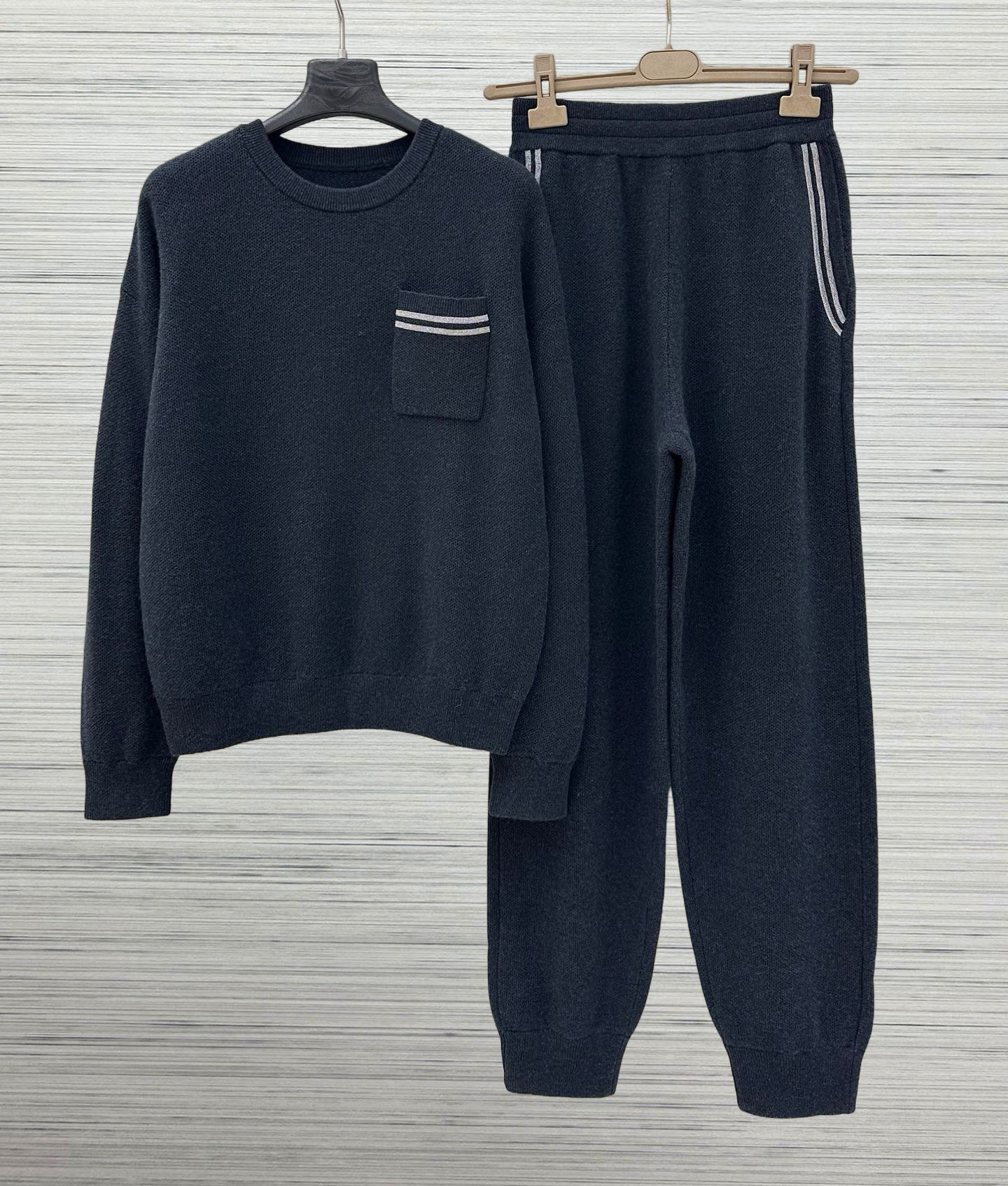 thumbnail for Nanyou haute couture new autumn and winter women's clothing temperament bead chain pocket wool top + leggings trouser set