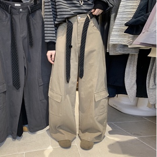 想象家SailorMoon美式复古工装裤女2025新款高腰显瘦休闲阔腿长裤