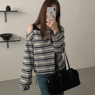 想象家SailorMoon复古条纹长袖T恤女2025新款宽松显瘦百搭上衣潮