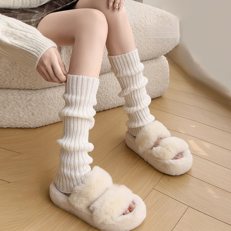 袜套女款春秋款堆堆袜修腿型小腿套针织长筒袜保暖秋冬袜子里的猫