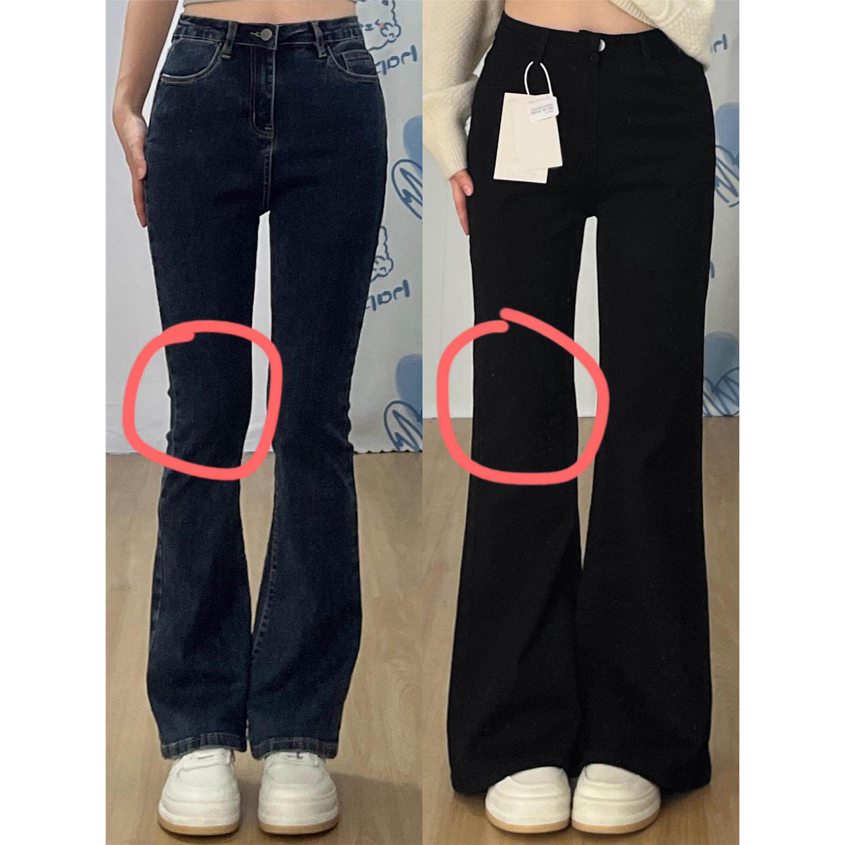 黑色A版阔腿牛仔裤女秋季高腰大码胖mm宽松显瘦梨型身材直筒裤子