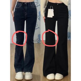 黑色A版阔腿牛仔裤女秋季高腰大码胖mm宽松显瘦梨型身材直筒裤子