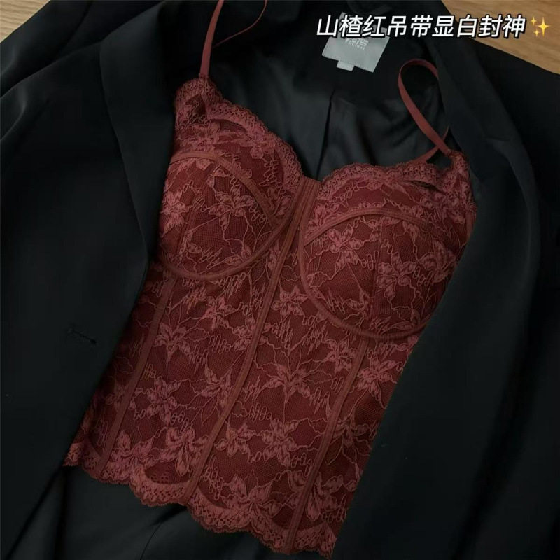 法式6100磨毛背心内搭可外文胸打底胸垫一体美背吊带内衣上衣修身