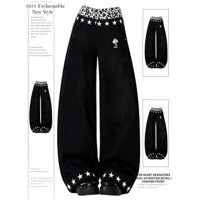 美式复古豹纹拼接假两件