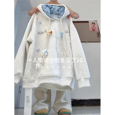 刺绣连帽卫衣女秋冬2025