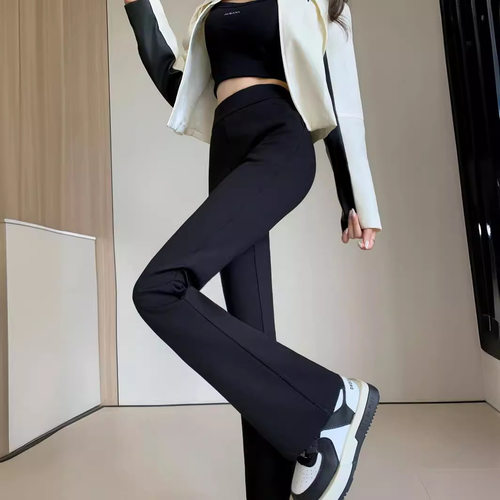 黑色高弹微喇裤2026春季女装高腰显瘦休闲裤喇叭裤女裤子休闲百搭