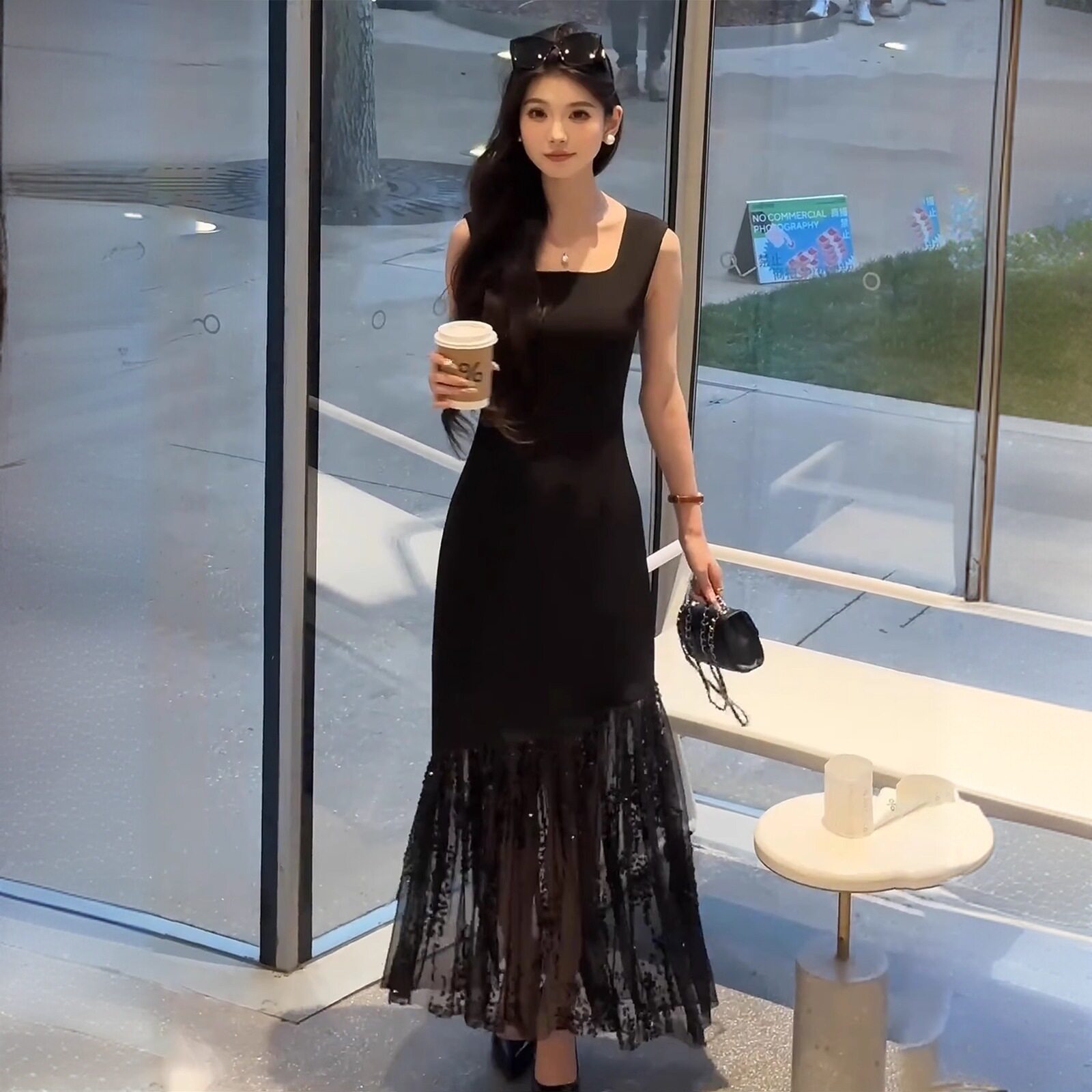 蕾丝拼接吊带鱼尾连衣裙女2025夏季新款法式名媛气质轻奢长裙子潮