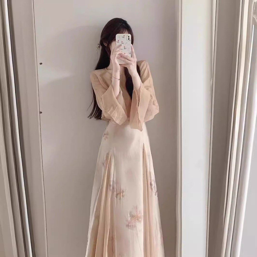 国风禅意女装套装新中式吊带连衣裙外搭罩衫高级感夏季温柔两件套