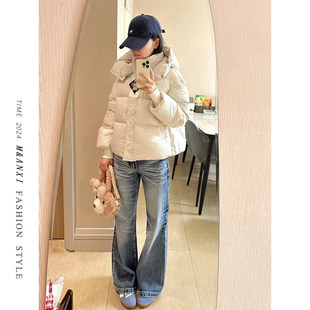 复古蓝加绒阔腿牛仔裤女2025冬季新款宽松显瘦不贴腿微喇叭拖地裤