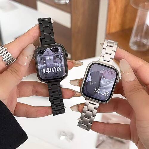 适用苹果iwatch手表带情侣不锈钢applewatch8/7/6/5/4/3/S10表带