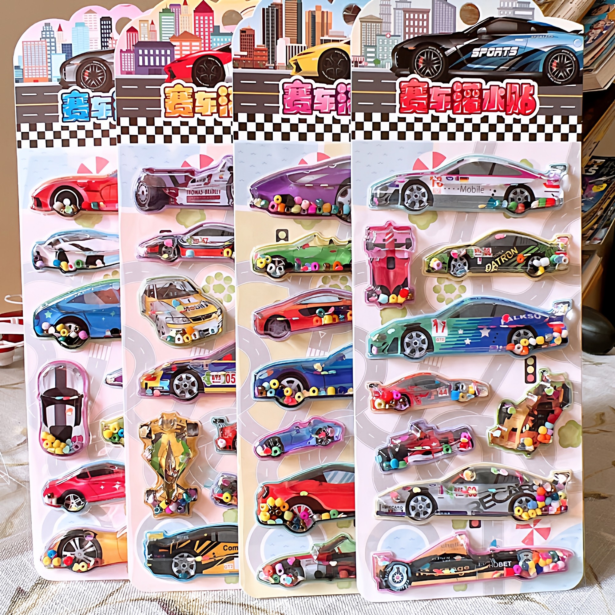 赛车跑车汽车立体灌水贴纸儿童卡通注水贴画摇摇贴男孩玩具奖励贴,玩具/童车/益智/积木/模型,贴纸,淘宝优惠券,粉丝福利购,淘宝优惠卷