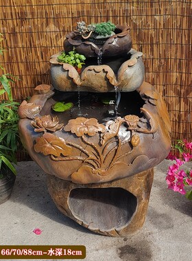 端砚石复古流水摆件鱼缸石缸造景