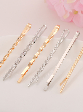 日系超人气KC金白K波浪平直麻花一字夹刘海边夹DIY发饰小饰品配件