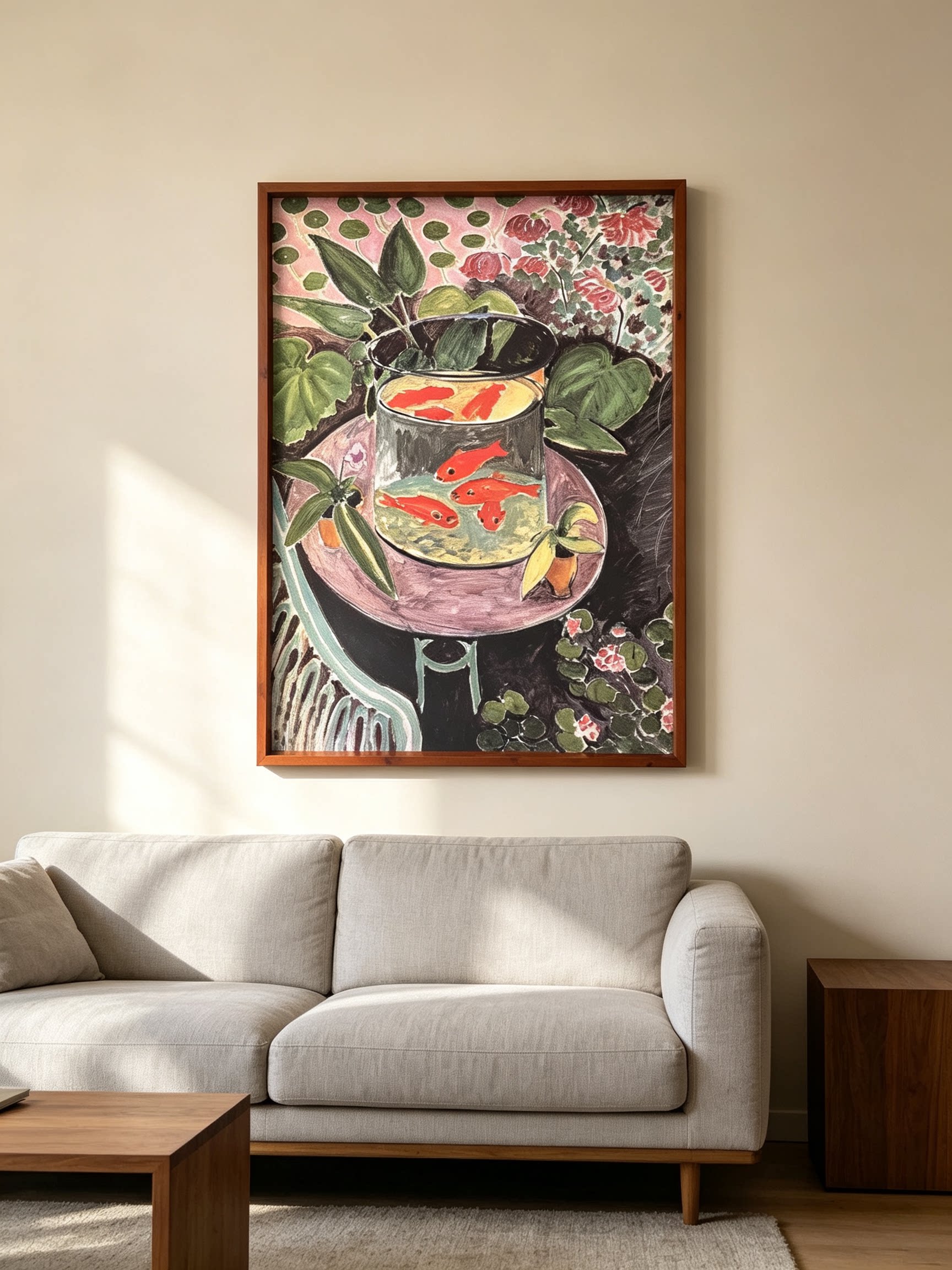马蒂斯装饰画野兽派油画金鱼挂画壁画餐厅画抽象油画实木框画名画