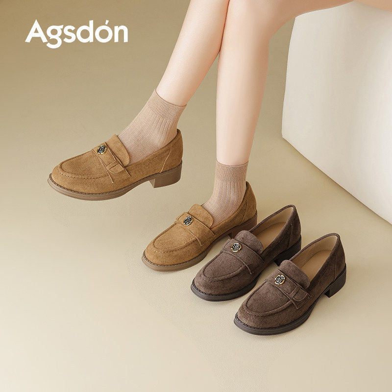 奥古狮登山茶花乐福鞋女2026新款春季粗跟复古英伦休闲勃肯小皮鞋,女鞋,乐福鞋（豆豆鞋）,淘宝优惠券,粉丝福利购,淘宝优惠卷