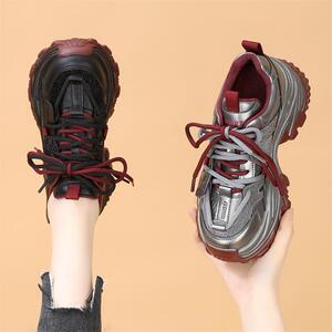 真皮爆款水钻老爹鞋女2024秋冬新款厚底增高加绒运动休闲鞋