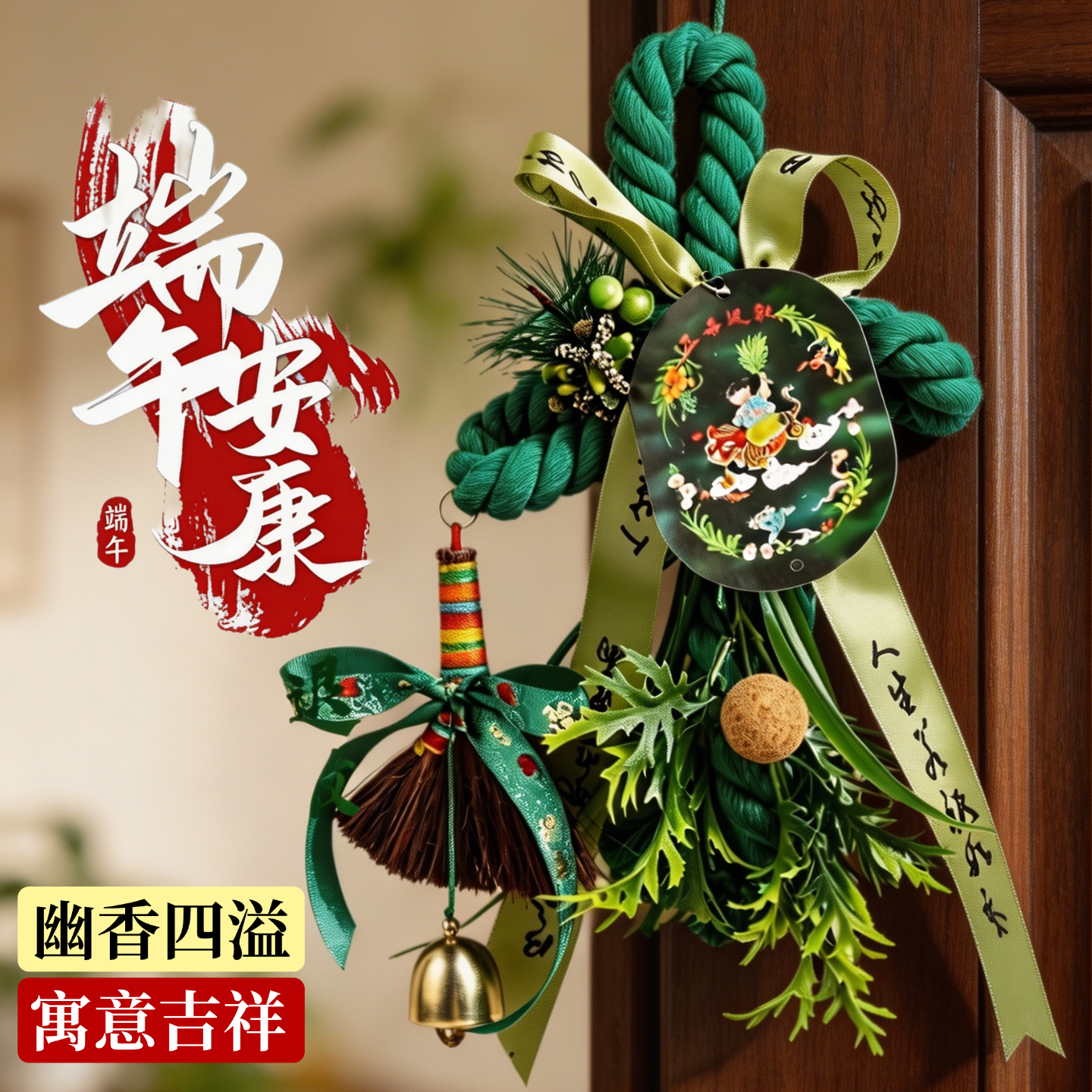 端午节挂件艾草竹篓门挂氛围布置装饰品手工diy材料香包艾叶挂饰