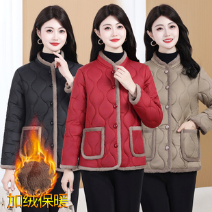 时尚 2025冬季 加绒加厚棉衣短款 妈妈装 保暖棉服立领洋气棉袄女 新款