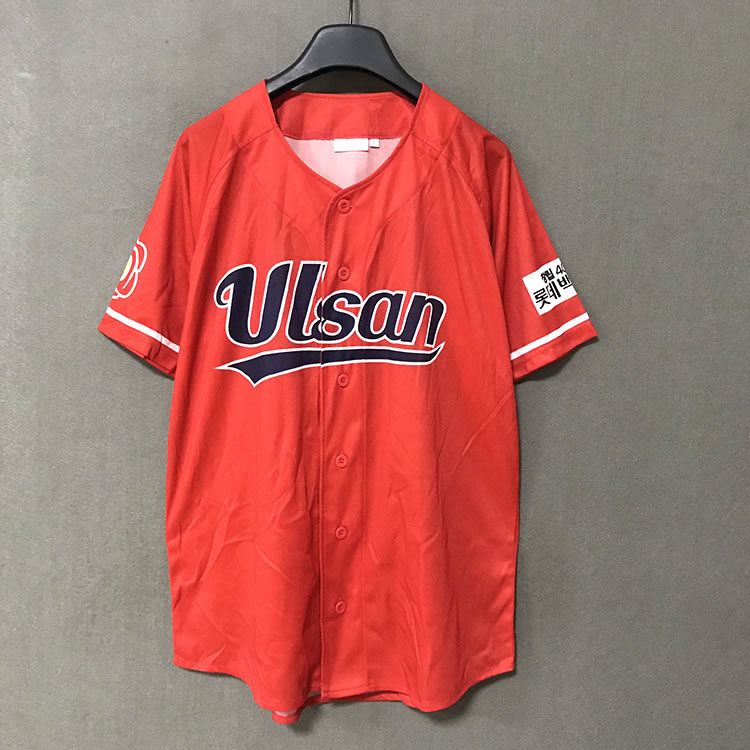 여름 신작 스포츠 BF 문자 스트리트 캐주얼 프린트 야구 유니폼 반팔 남성 및 여성 미국 루즈 가디건 티셔츠