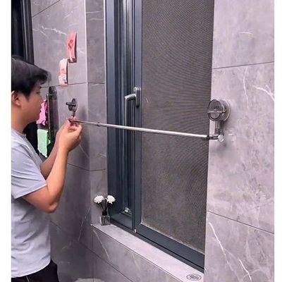 转角伸缩吸盘毛巾架子带挂