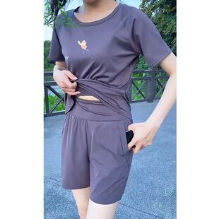 瑜伽跑步健身专业休闲运动短裤套装女士弹力宽松速干衣网红