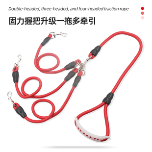 狗狗牵引绳一拖二防缠绕遛狗绳双头多头可拆卸中小型犬多功能狗链