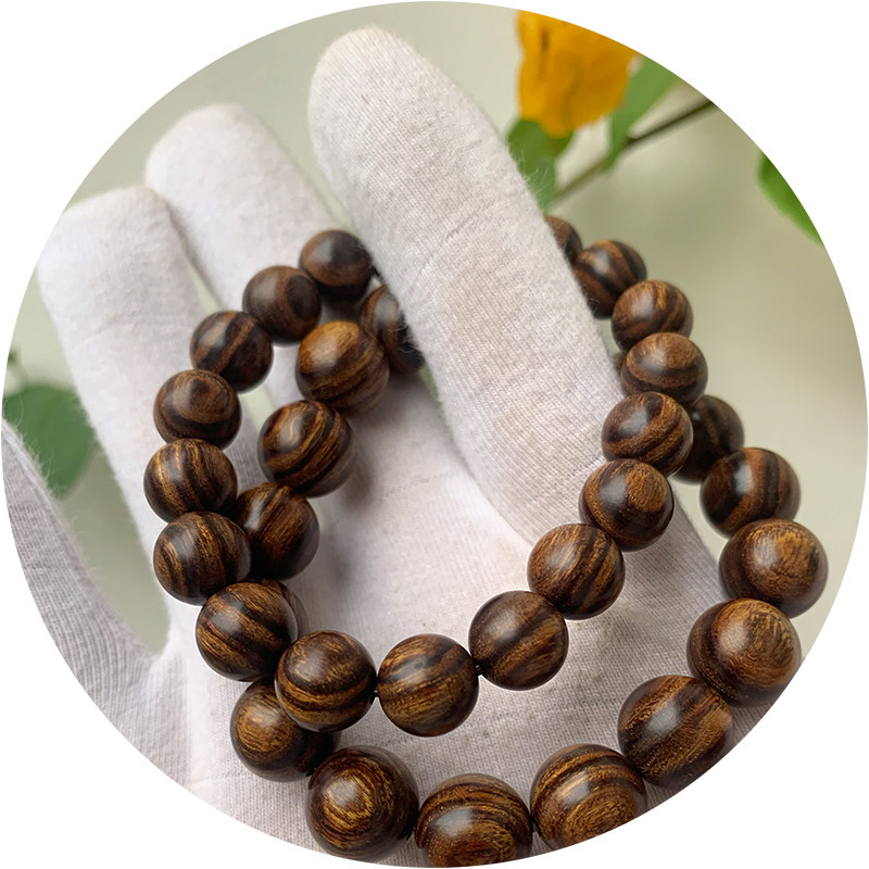 【限定】美国沙漠铁木佛珠情侣民族风手串 天然带金丝纹理树干料