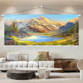 聚宝盆山水画靠山图客厅装 挂画毯 饰沙发背景墙轻奢高级感2026新款