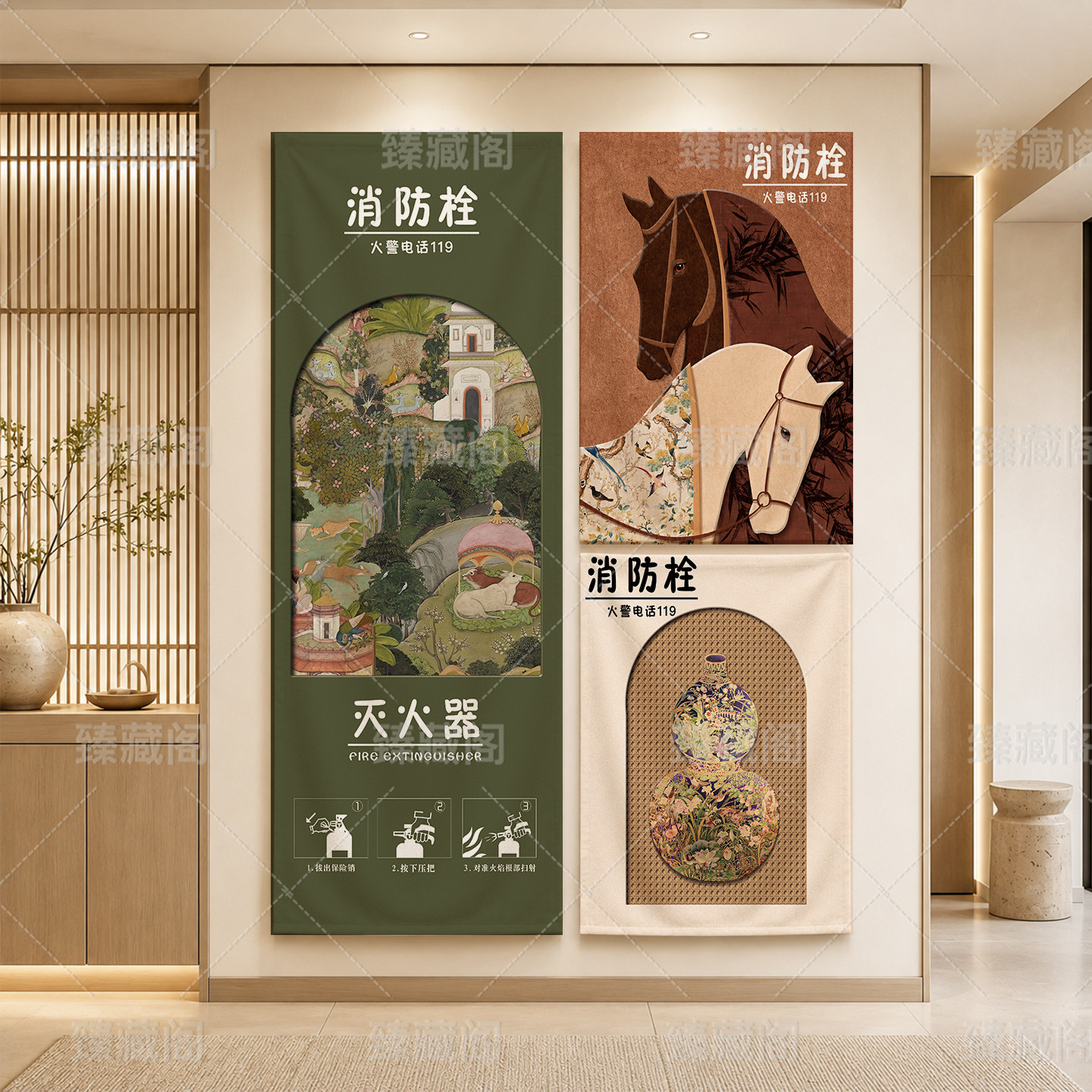 消防栓装饰遮挡挂布防火柜门定制图片