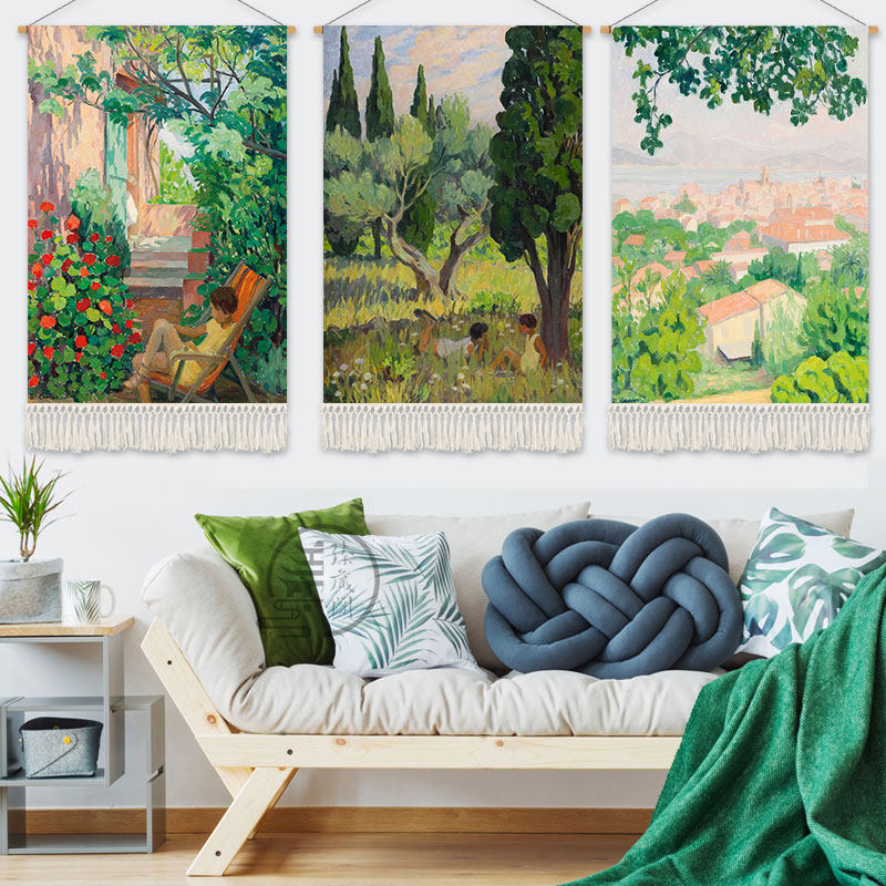 加缪印象派客厅风景装饰画摆画餐厅卧室挂画现代走廊油画布艺挂画