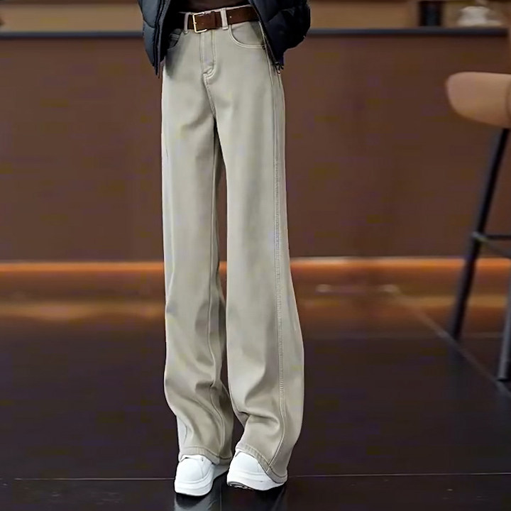 冬季女加绒保暖休闲弯刀阔腿裤