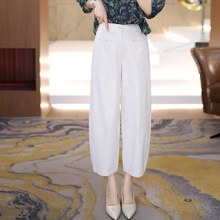 简约百搭高腰宽松休闲九分通勤哈伦裤 夏季 时尚 女2025年薄款 韩版