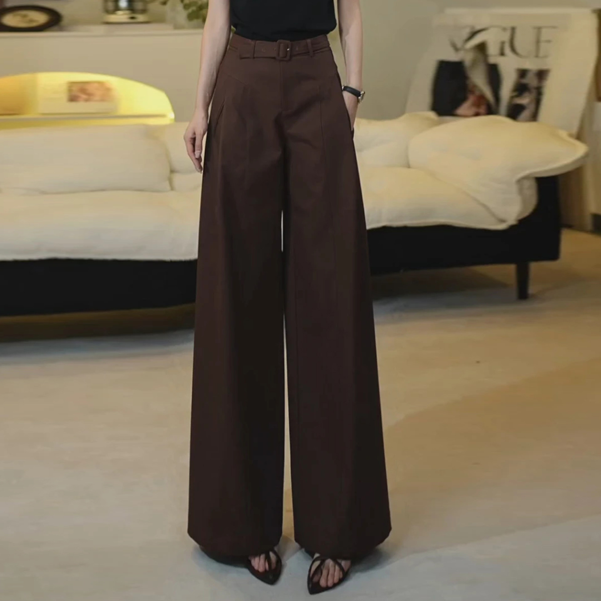 高腰休闲裤女春季2026新款韩版气质减龄宽松遮肉显瘦抗皱阔腿裤,女装/女士精品,大码裤装,淘宝优惠券,粉丝福利购,淘宝优惠卷