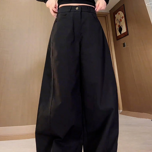 高腰通勤慵懒风好看休闲阔腿裤