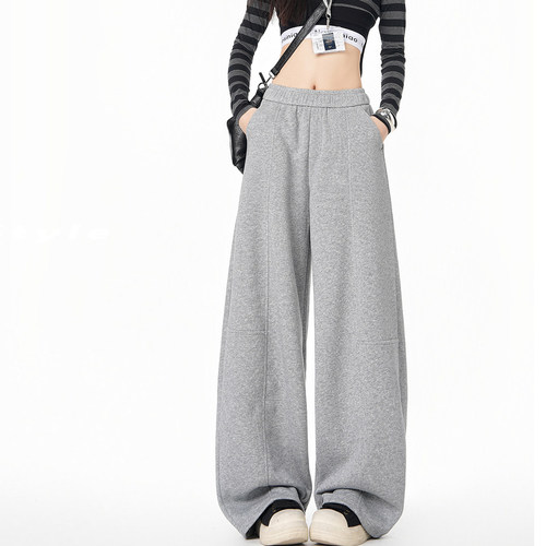 春季女韩版高腰休闲阔腿弯刀裤