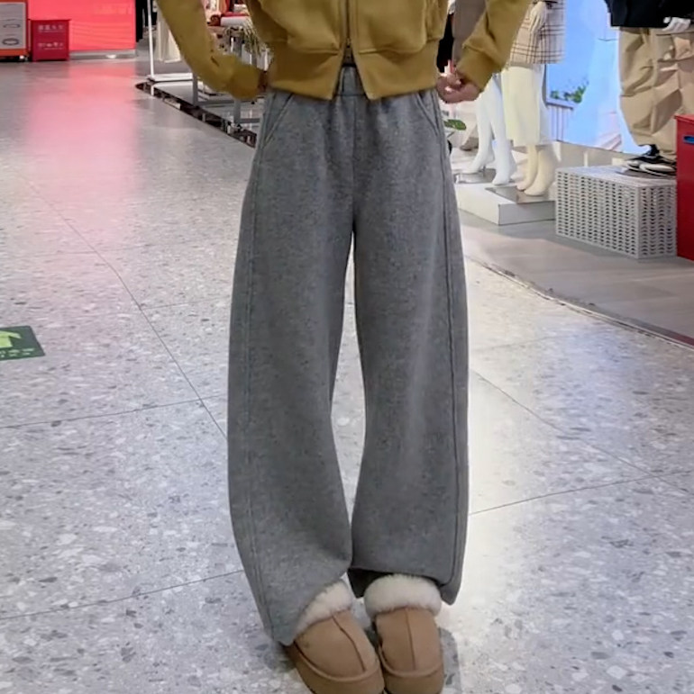 2025冬季新款高腰宽松显瘦遮肉小个子洋气减龄阔腿弯刀运动裤女,女装/女士精品,大码裤装,淘宝优惠券,粉丝福利购,淘宝优惠卷