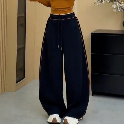 高腰抽绳宽松显瘦简约垂感阔腿裤
