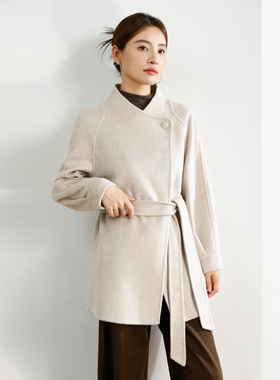 双面羊绒大衣女短款羊毛大衣秋冬妈妈装时尚年轻小个子毛呢15816