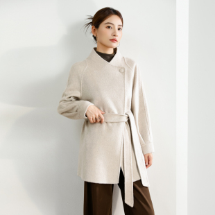 双面羊绒大衣女短款羊毛大衣秋冬妈妈装时尚年轻小个子毛呢15816