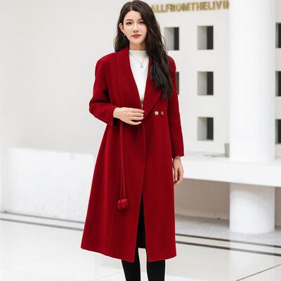 2025新款冬装红色毛呢外套