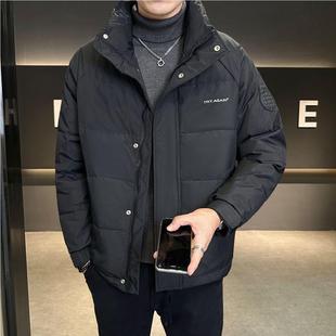 2025冬季新款白鸭绒羽绒服短款男士立领休闲保暖外套加厚简约潮牌