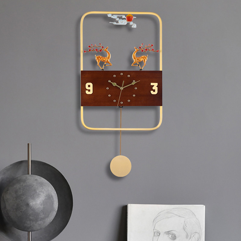 新中式珐琅彩挂钟时钟钟表客厅家用时尚创意装饰钟艺术中国风挂表