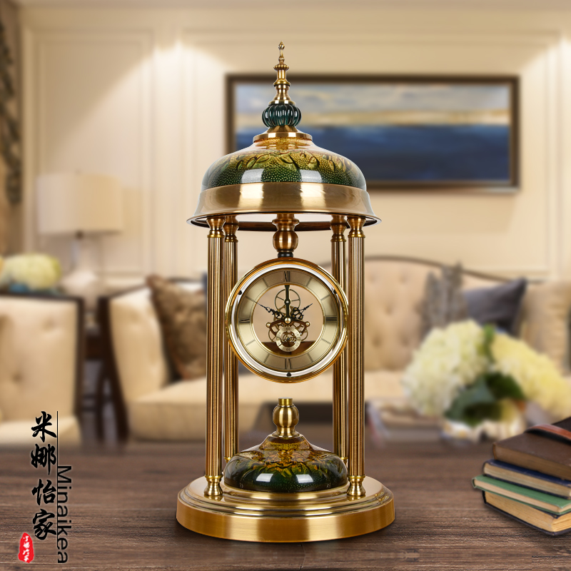 欧式复古奢华金属座钟美式创意台式书桌摆件个性艺术田园石英钟表,居家日用,座钟,淘宝优惠券,粉丝福利购,淘宝优惠卷
