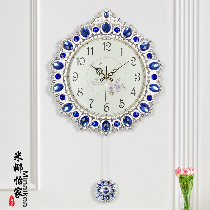客厅静音挂钟时尚创意个性石英钟韩式大号金属挂表美式田园壁挂表