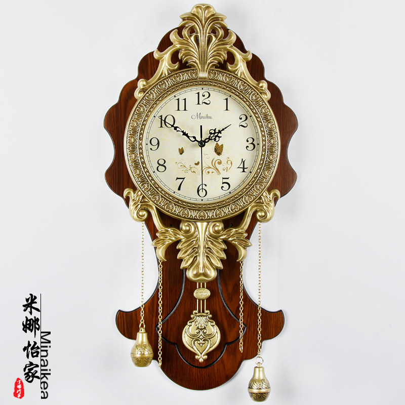 欧式仿古大号静音挂钟创意客厅静音石英钟表时尚田园简约时钟摆钟