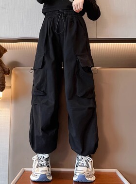 女童工装裤2026春夏季新款儿童装女大童街舞hiphop长裤子外穿潮酷