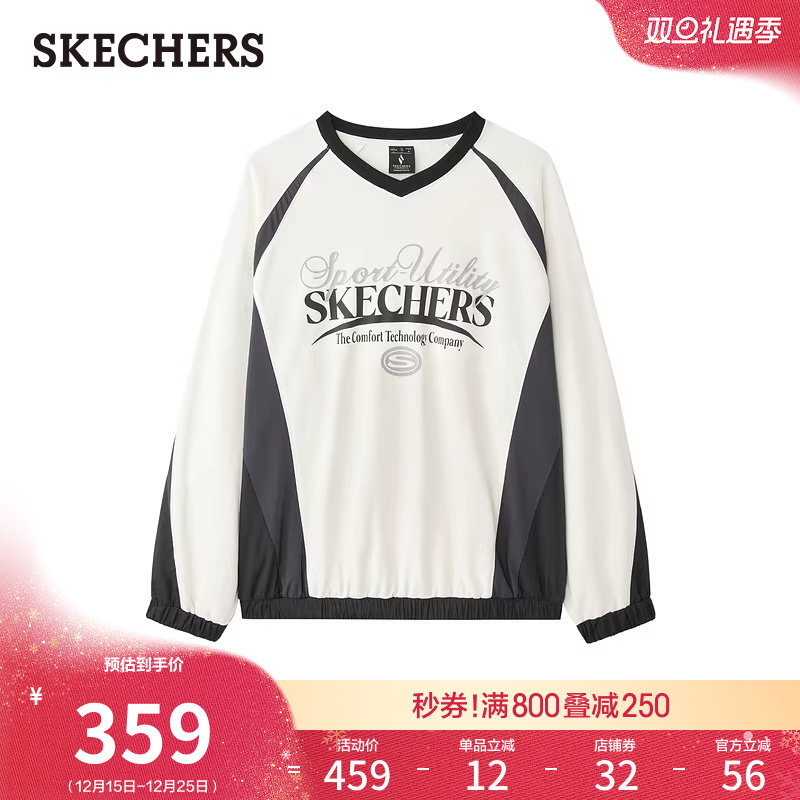 斯凯奇2025秋冬新品男女同款卫衣圆领长袖T恤美式街头风百搭上衣