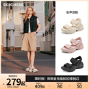 Skechers斯凯奇外穿女鞋 舒适凉拖鞋 2025夏厚底休闲运动凉鞋 沙滩鞋